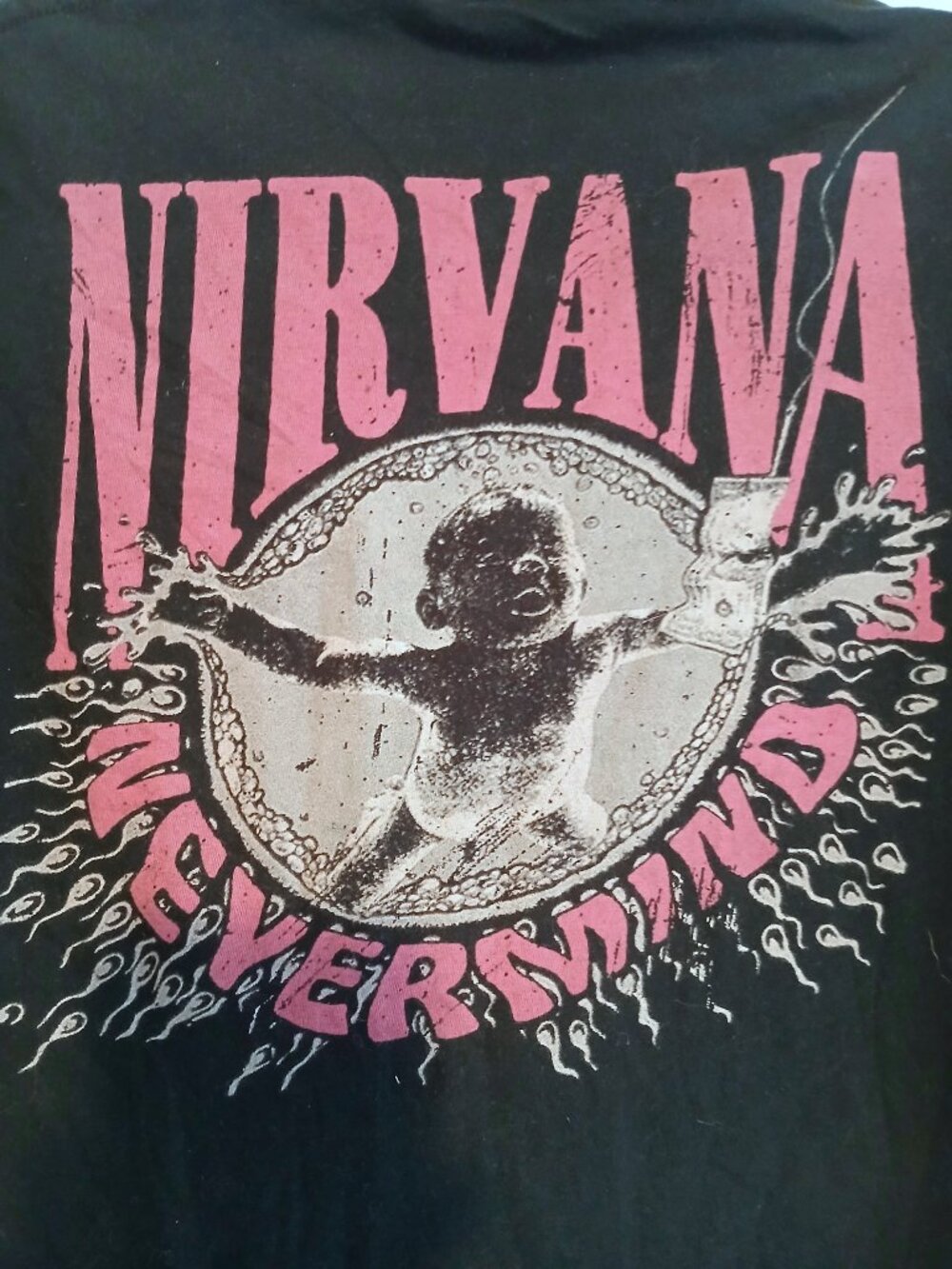 Nirvana Nevermind Graphic T‑Shirt S Retro Album Grunge Band Tee Black Pink by TR - Picture 6 of 6